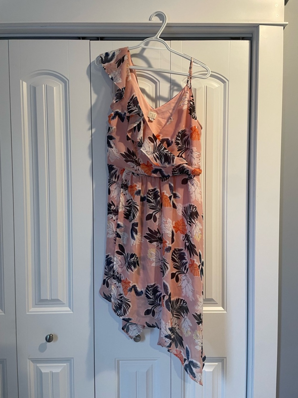 a new day Pink Floral One-Shoulder Asymmetrical Dress